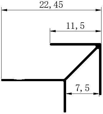 7mm Decorative Moulding - 7mm Pointed Outer Corner / Matte Black / 3M/PCS