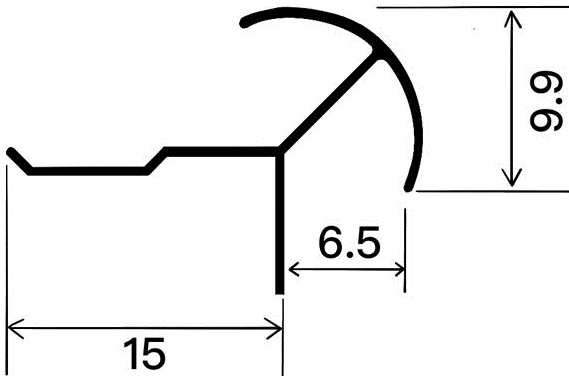 6mm Decorative Moulding - 6mm Rounded Outer Corner / Matte Black / 3M/PCS
