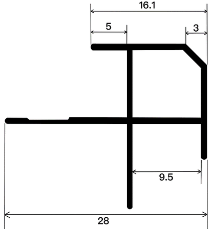 9mm Decorative Moulding - 9mm (Beveled) External Corner Moulding / Natural Aluminum Color / 3M/PCS
