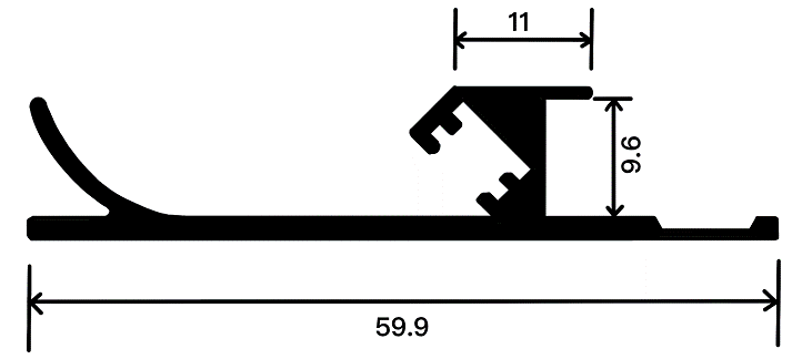 9mm Decorative Moulding - 9mm Curved Skirting Moulding / Natural Aluminum Color / 3M/PCS