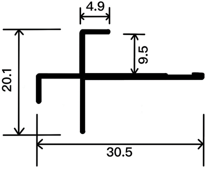 9mm Decorative Moulding - 9mm External Corner / Natural Aluminum Color / 3M/PCS