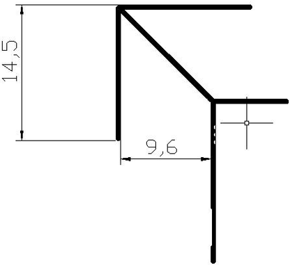9mm Decorative Moulding - 9mm Pointed Outer Corner(Slim Type) / Natural Aluminum Color / 3M/PCS