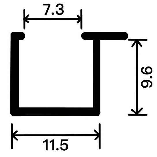 9mm Decorative Moulding - 9mm Top Line / Natural Aluminum Color / 3M/PCS