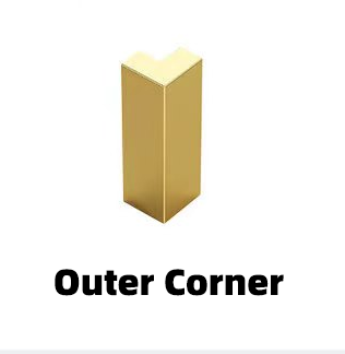 Stainless Steel - Skirting Board - Accessories - 4CM / Outer Corner / Piece